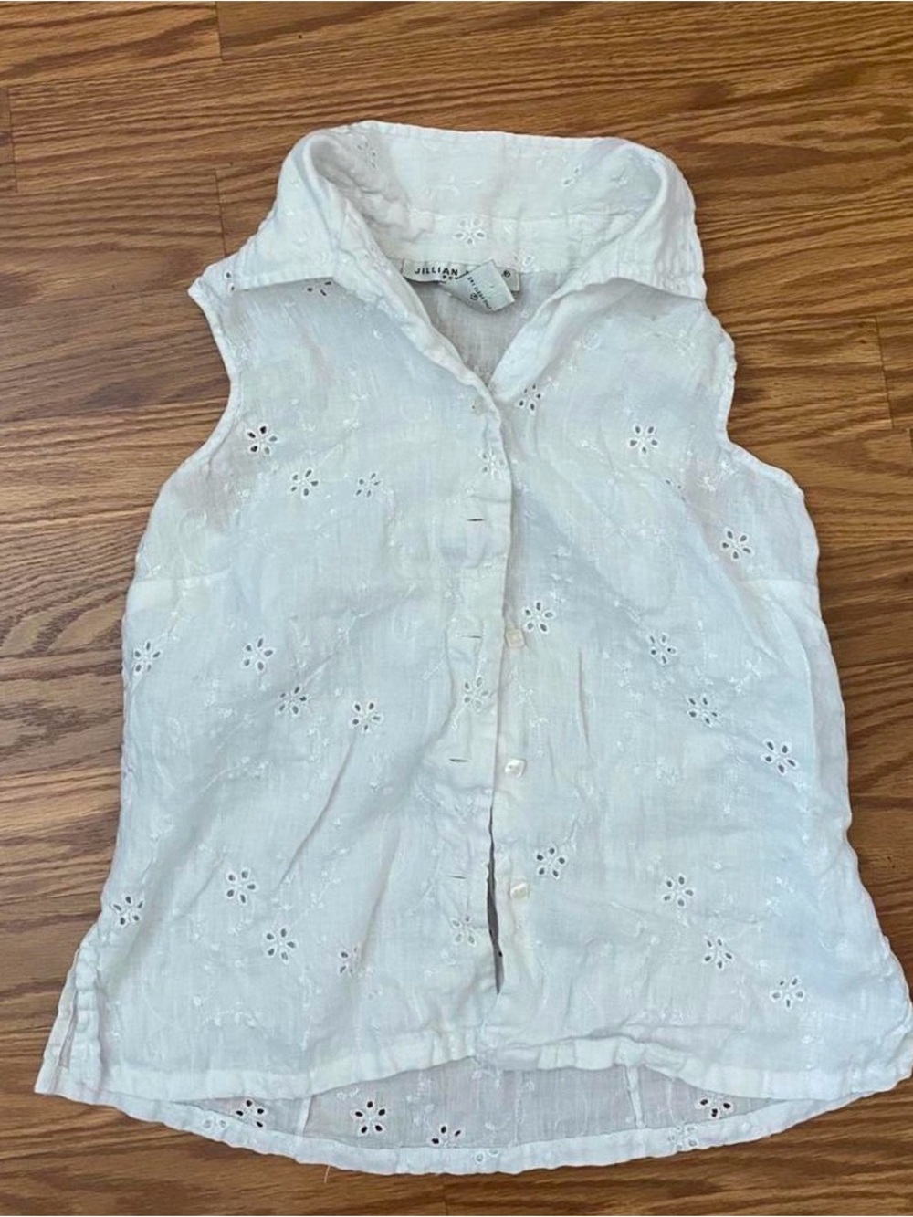 J. Jill White Eyelet Sleeveless Button-Down Shirt